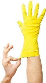 img 2 attached to 🧤 Beauty Hands Latex Reusable Dishwashing Cleaning Gloves - Flock Lining, Yellow - 1 Pair