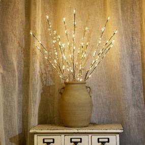 img 1 attached to 🌟 Enhance Any Occasion with 3 Pack Lighted Tree Branches: Crystal Beaded Gold Twig Lights with Timer Battery Operated, 30inch Height, 60 Warm White LED Lights - Perfect for Home, Garden, Wedding, and Holiday Decorations!