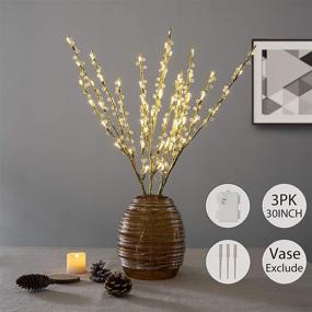 img 2 attached to 🌟 Enhance Any Occasion with 3 Pack Lighted Tree Branches: Crystal Beaded Gold Twig Lights with Timer Battery Operated, 30inch Height, 60 Warm White LED Lights - Perfect for Home, Garden, Wedding, and Holiday Decorations!