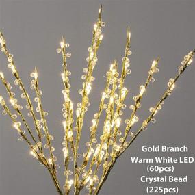 img 3 attached to 🌟 Enhance Any Occasion with 3 Pack Lighted Tree Branches: Crystal Beaded Gold Twig Lights with Timer Battery Operated, 30inch Height, 60 Warm White LED Lights - Perfect for Home, Garden, Wedding, and Holiday Decorations!