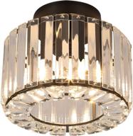 💡 modern crystal ceiling light fixture for hallway, dining room, living room, bedroom - semi flush mounted, entryway lighting in black логотип