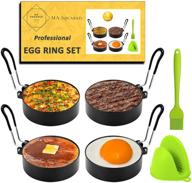 ma squared complete egg rings set: 4 non-stick molds with pvc handles, silicone brush & glove. perfect breakfast tool for eggs & pancakes logo