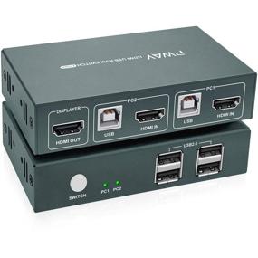 img 4 attached to 🔁 HDMI KVM Переключатель, 2-портовый с USB 2.0 Concentrators, 4K@30Hz, Включает HDMI кабели и USB-B кабели, Обратно совместим с более низкими разрешениями