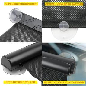 img 1 attached to 🌞 Car Roller Sunshade Deluxe Set: 2 Kids Black Retractable Window Sunshade Blocks Sun & Keeps Car Cool, Neat Look When Not In Use