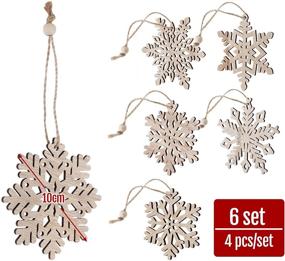 img 2 attached to 🎄 Rustic Christmas Decor: 24Pcs Wooden Snowflakes Ornaments 4'' Hanging Decorations