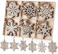 🎄 rustic christmas decor: 24pcs wooden snowflakes ornaments 4'' hanging decorations логотип