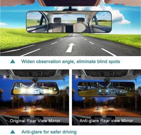 img 3 attached to 🚗 SkycropHD Anti-Glare Car Interior Rear View Mirror - Clip-on Wide Angle Rearview Mirror for Blind Spot Elimination with Flat Blue Design - 11in (280mm)