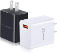 🔌 okray quick charger 3.0 wall charger 2 pack - 18w qc fast charging usb power adapter compatible with iphone 12/11, samsung galaxy s20/s10, 10w wireless charger, pad, tablets (black white) logo