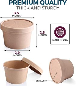 img 2 attached to 🍱 50 Pack Kraft Compostable 8 oz Paper Food Cup with Vented Lid - Versatile Brown Rolled Rim Storage Bucket for Hot or Cold To-Go Packaging: Ideal for Ramen, Soup, Salad, Stews, Frozen Desserts, Yogurt, and Ice Cream