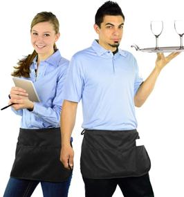 img 3 attached to 👨 Mato & Hash Double Sided Waterproof Waist Apron with 3 Pockets and Pen Holder – Perfect for Severs, Bartenders, Cooking, Crafts