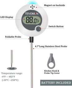 img 2 attached to 🌡️ Tevokon Long Probe Digital Meat Thermometer for BBQ Grill Kitchen Oil Soup Candy Chicken – Instant Read Cooking Thermometer (White)