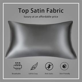 img 3 attached to Fatapaese Satin Pillow Cases for Hair and Skin - 2 Pack King Size (Dark Grey, 20x36 inches) - Silk Pillow Covers with Envelope Closure - Set of 2