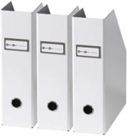white bigso fiona set of 3 fiberboard upright magazine storage boxes, 10 x 12.5 x 3.3 inches logo