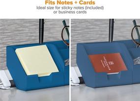 img 1 attached to 🔵 Bostitch Konnect Sticky Note Holder + Business Card Stand with Pen Holders - Blue