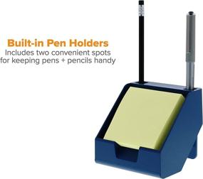 img 3 attached to 🔵 Bostitch Konnect Sticky Note Holder + Business Card Stand with Pen Holders - Blue