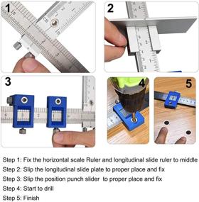 img 1 attached to 🔧 Adjustable Power Tool Punch Locator Cabinet Hardware Jig, Aluminum Alloy Template for Wood Drilling Dowelling Guide, Door and Drawer Handle Knob Pull Installation (Red)