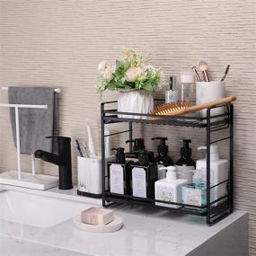 img 3 attached to 🛁 Efficient 2-Tier Bathroom Countertop Organizer - Versatile Detachable Standing Rack for Bathroom Storage, Cosmetics, and Kitchen - Stylish Vanity Tray, Shower Caddy, and Spice Rack - Wire Basket Design in Black