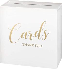 img 4 attached to Medium White Wooden Wedding Card Box by Lillian Rose - Enhancing SEO