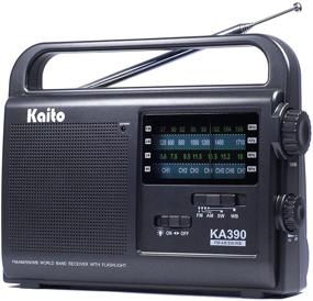 img 3 attached to 📻 Портативное радио Kaito KA390 AM/FM/Короткая волна/NOAA синоптическое радио: Черное + светодиодный фонарик.