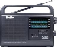 📻 kaito ka390 portable am/fm shortwave noaa weather radio: black + led flashlight logo