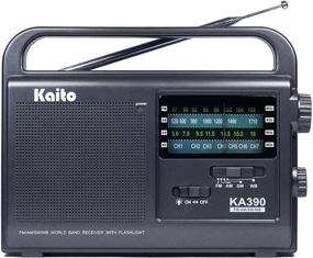 img 4 attached to 📻 Портативное радио Kaito KA390 AM/FM/Короткая волна/NOAA синоптическое радио: Черное + светодиодный фонарик.