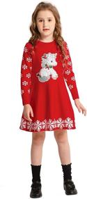img 4 attached to SMILING PINKER Girls Christmas Knit Sweater Dress: A Unicorn Snowflake Xmas Gift for Winter Delights!