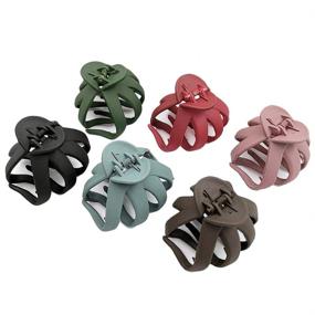img 4 attached to ♂️ Set of 6 Medium Hair Claw Clips with Enhanced Grip – Octopus Jaw Clips for Thick Hair, Matte Finish – Ideal Women's and Girls' Daily Hairstyling Accessories