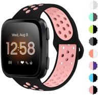 📿 soft silicone replacement band for fitbit versa/versa 2/versa lite - air hole wristband strap for women and men - nanw bands compatible in small and large sizes logo