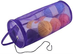 img 2 attached to 🧶 Empty Yarn Storage Bags Set of 2 - Round Mesh Cases for Portable Knitting and Crochet Thread Organizing - Ideal for Yarn Balls, Sewing, and Knitting Accessories - Convenient Tote Bags for Storage