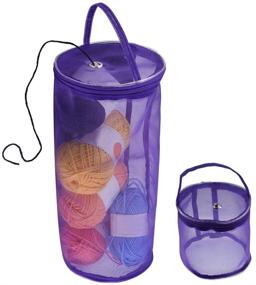 img 4 attached to 🧶 Empty Yarn Storage Bags Set of 2 - Round Mesh Cases for Portable Knitting and Crochet Thread Organizing - Ideal for Yarn Balls, Sewing, and Knitting Accessories - Convenient Tote Bags for Storage