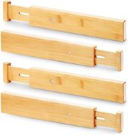 🗄️ wood city adjustable drawer dividers: organize your clothes and utensils with bamboo kitchen drawer organizers – 4 pack логотип