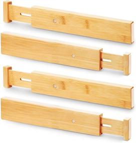 img 4 attached to 🗄️ WOOD CITY Adjustable Drawer Dividers: Organize Your Clothes and Utensils with Bamboo Kitchen Drawer Organizers – 4 Pack