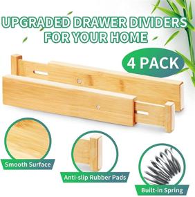 img 3 attached to 🗄️ WOOD CITY Adjustable Drawer Dividers: Organize Your Clothes and Utensils with Bamboo Kitchen Drawer Organizers – 4 Pack