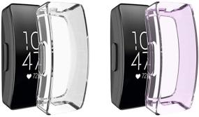 img 4 attached to 📱 EEweca Fitbit Inspire/Inspire HR TPU Full-Around Cover Case Screen Protector - 2-Pack, Clear+Lilac