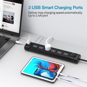 img 1 attached to 💡 Блок розеток с 6 розетками переменного тока, 3 портами USB и защитой от перенапряжения – идеально подходит для использования дома, в офисе и в отеле.