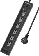 💡 etl listed power strip with 6 ac outlets, 3 usb ports, and surge protection – ideal for home, office, and hotel use logo