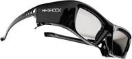 👓 hi-shock 3d active glasses for samsung, sharp, lg plasma, panasonic, sony tvs (2013-2018) - rechargeable, black diamond, full hd/hdr/4k compatible logo