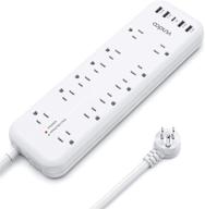 💡 enhanced power strip surge protector: usb a & type-c fast charging ports, 6 ft extension cord, wall mountable, 1875w/15a, flat plug, etl listed logo