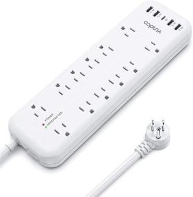 img 4 attached to 💡 Enhanced Power Strip Surge Protector: USB A & Type-C Fast Charging Ports, 6 Ft Extension Cord, Wall Mountable, 1875W/15A, Flat Plug, ETL Listed