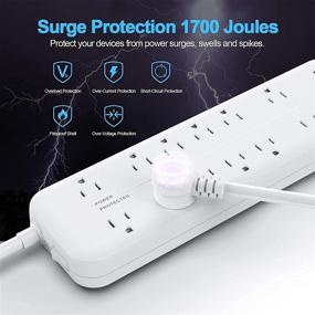 img 2 attached to 💡 Enhanced Power Strip Surge Protector: USB A & Type-C Fast Charging Ports, 6 Ft Extension Cord, Wall Mountable, 1875W/15A, Flat Plug, ETL Listed