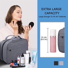 img 1 attached to 🧳 HOKEMP Hanging Travel Toiletry Bag - Large Capacity Cosmetic Wash Bag with 4 Compartments for Men and Women - Gray