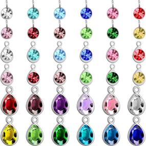 img 4 attached to 🔮 72-Pack Assorted Color Birthstone Charms with Rings for DIY Jewelry Making - Crystal Pendant Beads in 3 Styles, Ideal for Crafts and Jewelry Crafts