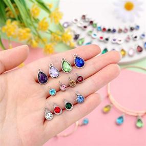 img 2 attached to 🔮 72-Pack Assorted Color Birthstone Charms with Rings for DIY Jewelry Making - Crystal Pendant Beads in 3 Styles, Ideal for Crafts and Jewelry Crafts