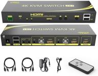ekl hdmi usb 2.0 kvm switch 2 in 1 out for 4k@60hz 4:4:4 with hotkeys, remote control - share keyboard/mouse/printer and audio between 2 computers logo