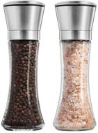 🧂 refillable stainless steel salt and pepper shakers grinder set - adjustable coarseness mills with glass material to refill sea salt, small peppercorn, black pepper - ideal for home, kitchen, barbecue, party (ltt2) logo