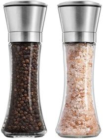 img 4 attached to 🧂 Refillable Stainless Steel Salt and Pepper Shakers Grinder Set - Adjustable Coarseness Mills with Glass Material to Refill Sea Salt, Small Peppercorn, Black Pepper - Ideal for Home, Kitchen, Barbecue, Party (LTT2)