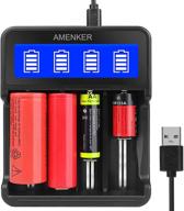 🔋 smart 18650 battery charger with lcd display - 4 bay charger for li-ion, imr, tr, 26650, 14500, 14650, 18350, 16340 batteries - batteries not included logo