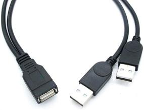 img 1 attached to 🔌 Cuziss 30cm USB 2.0 Power Enhancer Y Cable: Charge & Data Transfer Extension Cord