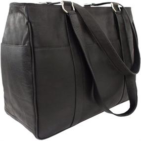 img 3 attached to 👜 Black Piel Leather Medium Shopping Bag - Ideal for All Sizes