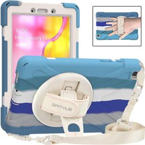 img 4 attached to 🔵 BATYUE Kids Case for Samsung Galaxy Tab A 8.0 2019 - Rugged Shockproof Heavy Duty Cover with Shoulder Strap, Kickstand, Hand Strap - Galaxy SM-T290/T295/T297 (Colourful Blue)